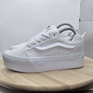 Womens Size 8.5-Vans Knu School Stack Skate Platform White Shoes Sneakers 721356